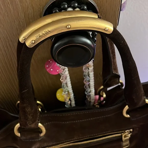 Prada suede scamosciato tote mogano - Picture 11 of 16